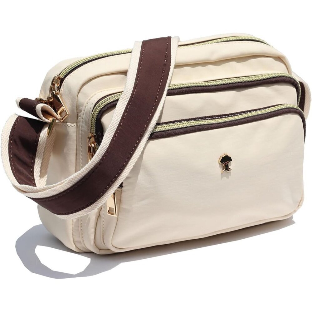 Triple Zip Crossbody Bags for Women Fashion Ladies Purse Multi-Pocket Handbags M